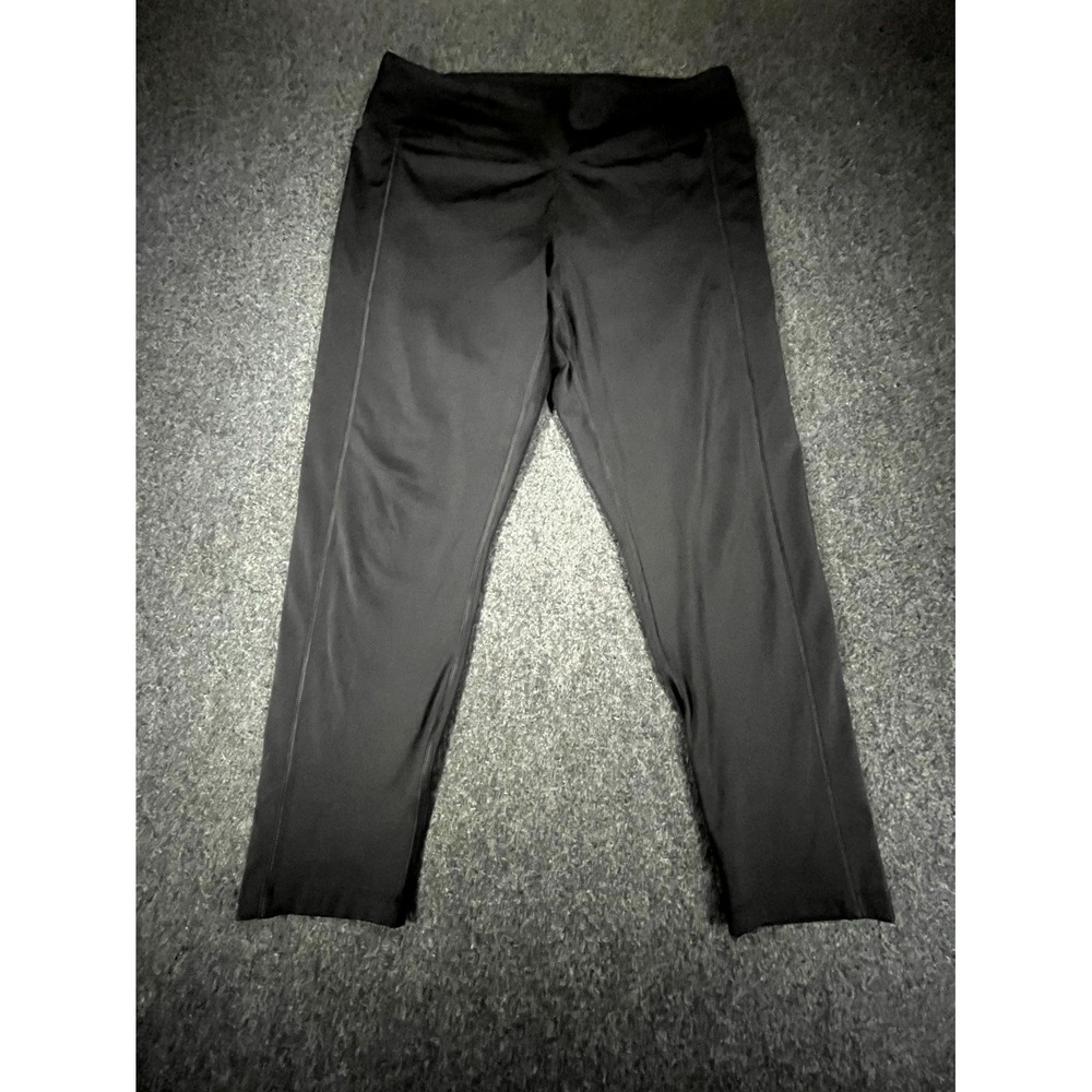 PINK Active Crop Leggings Women's XL Black High Rise Athletic Fit Yoga Training
